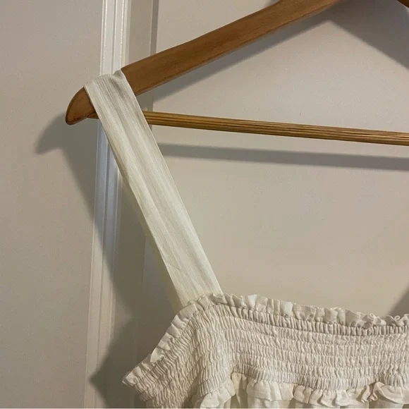 Anthropologie Maeve Beaujardin Floral Smocked Maxi Dress Cream Size Medium - Picture 9 of 14